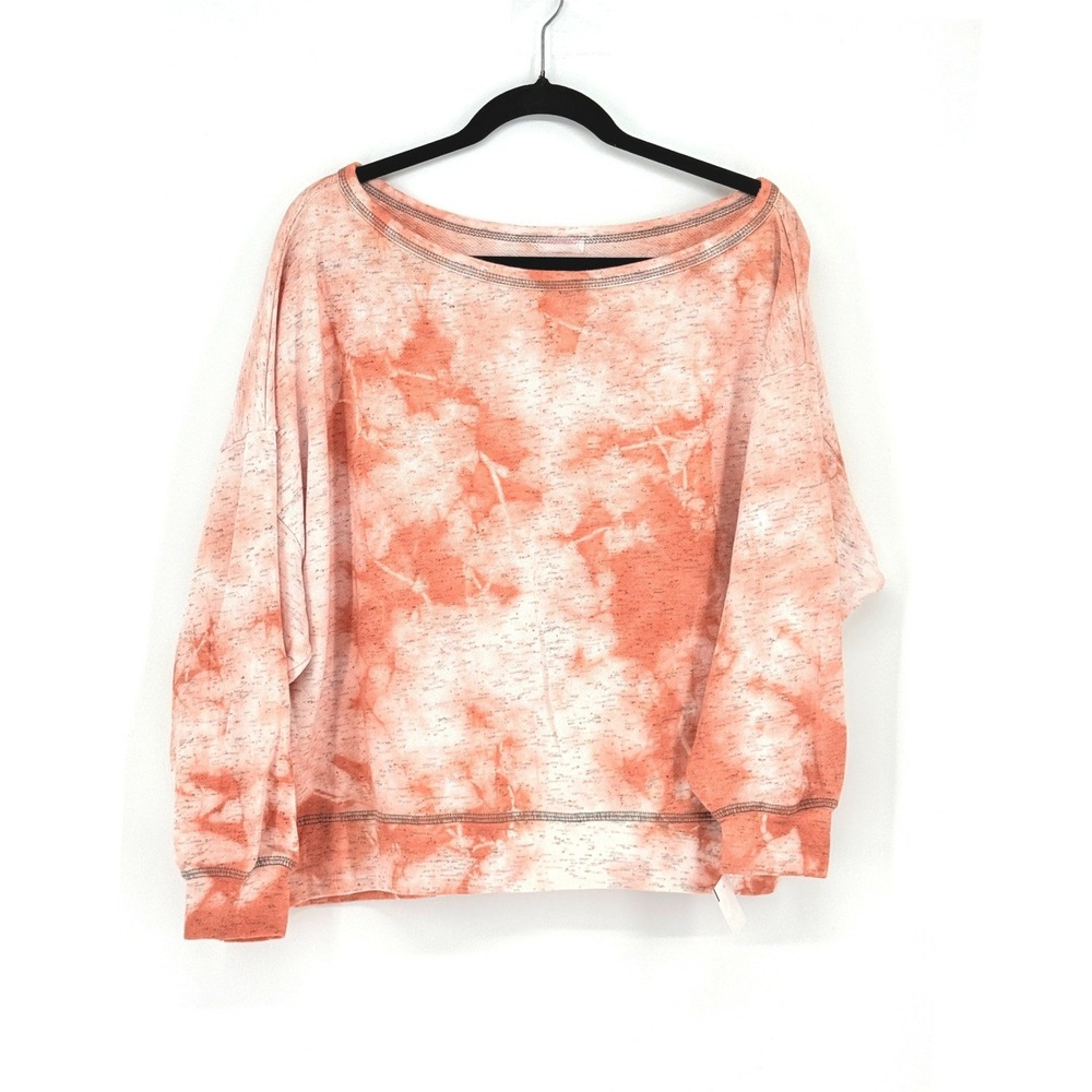 New Free People Movemen Off Shoulder Oversized Cropped Tie Dye Sweatshirt Size S